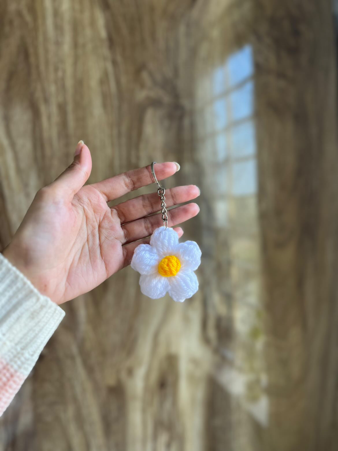 Handmade Crochet Daisy Keychains