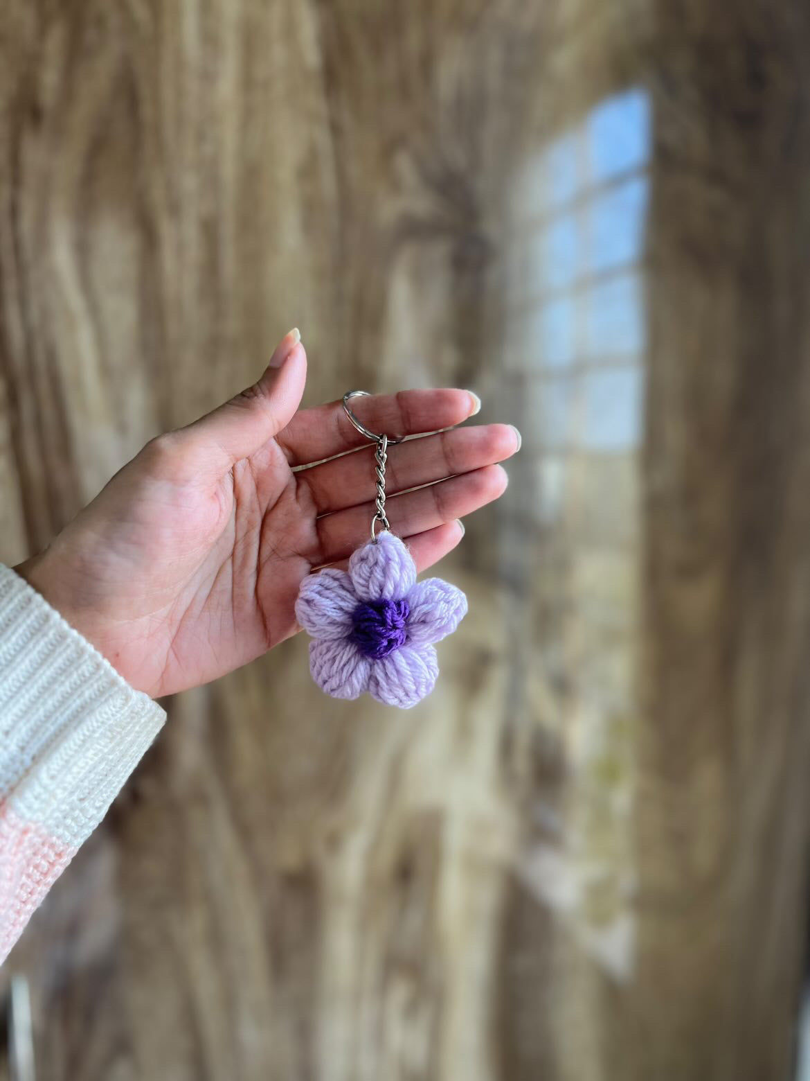 Handmade Crochet Daisy Keychains